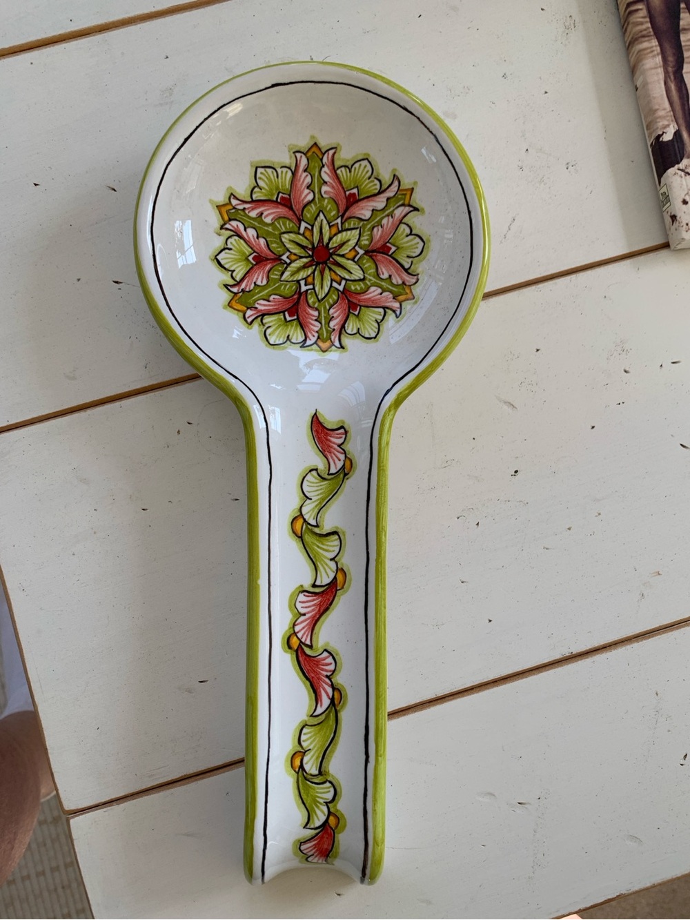 Pascal Ravello hand-Painted Ceramic Spoon Rest